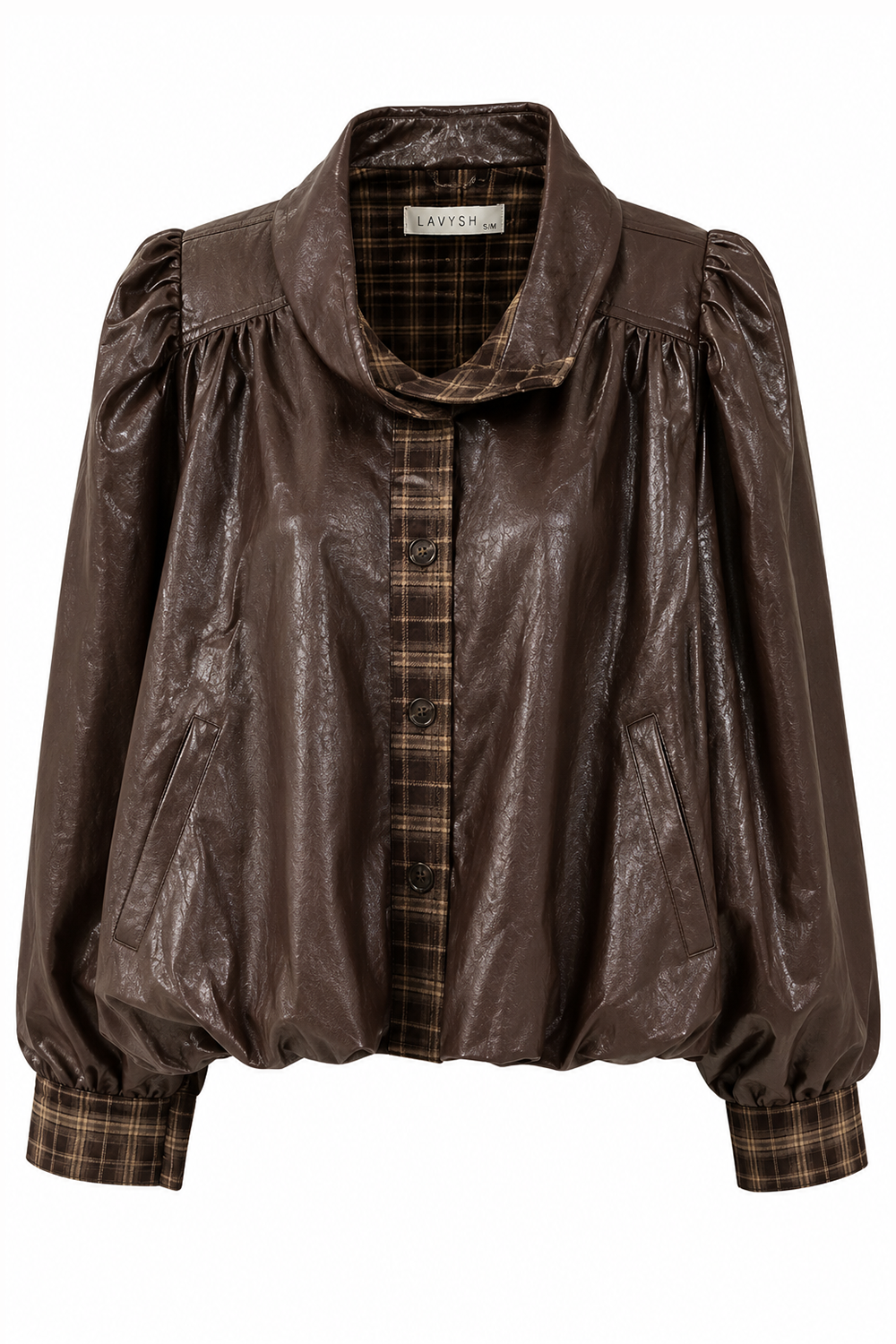 Diva – Kunstlederjacke mit Karoeinsätzen