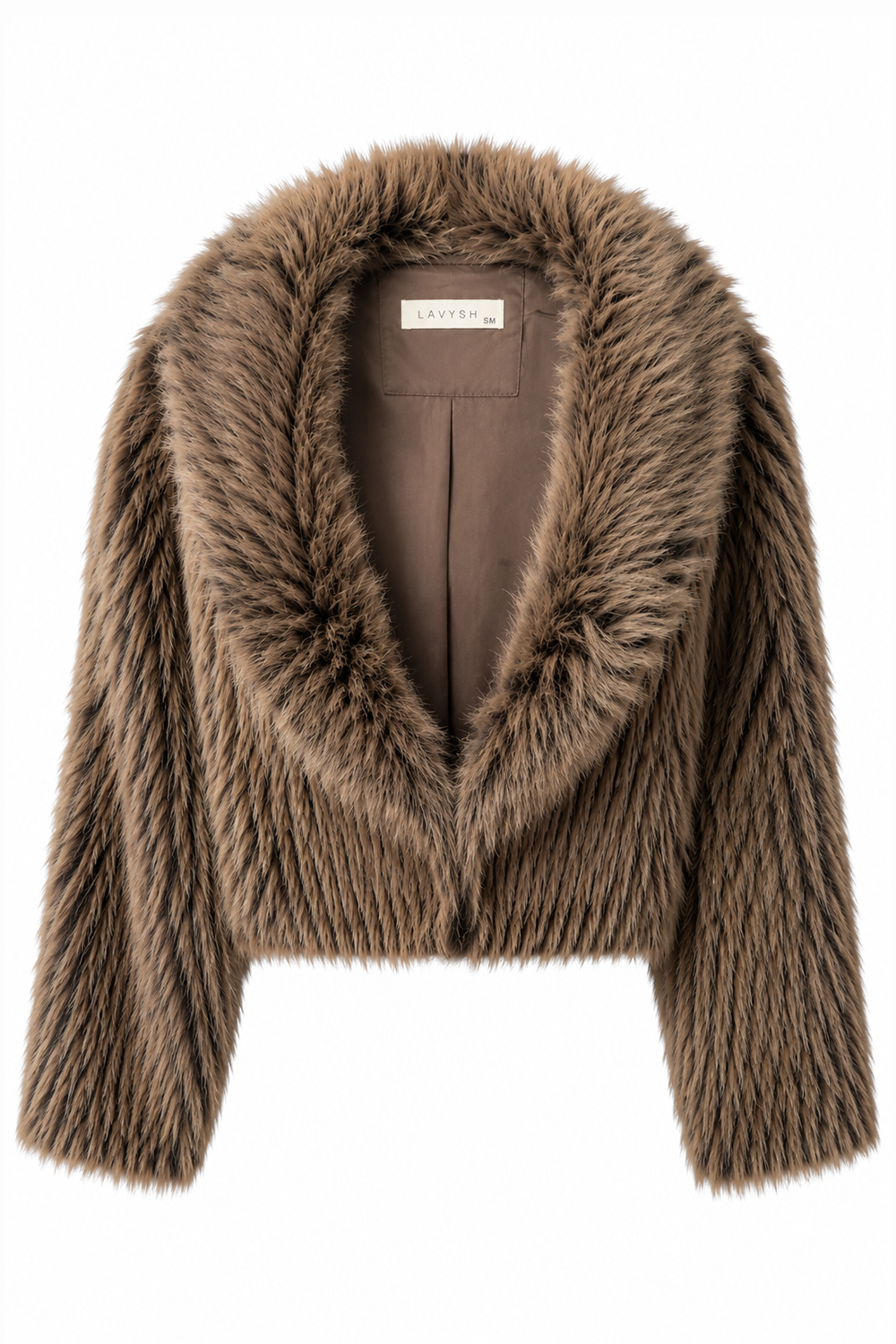 WILD TAUPE Kurze Kunstfelljacke